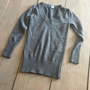 Girls' Gray V-Neck Long-Sleeve Sweater Top/Dress